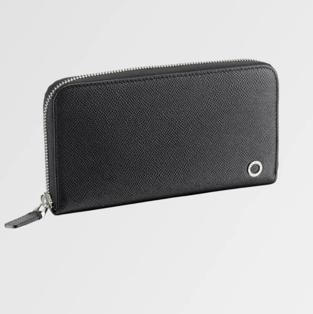 Bvlgari Zip Around Leather Wallet-Black